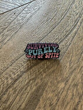SURVIVING OUT OF SPITE Funny Enamel Lapel Pin NEW
